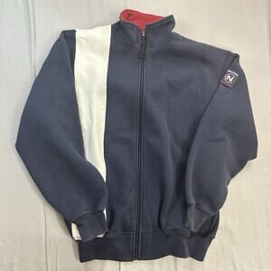 Vintage Nautica Competition Blue With Stripes Full Zip Sweatshirt Jacket Large